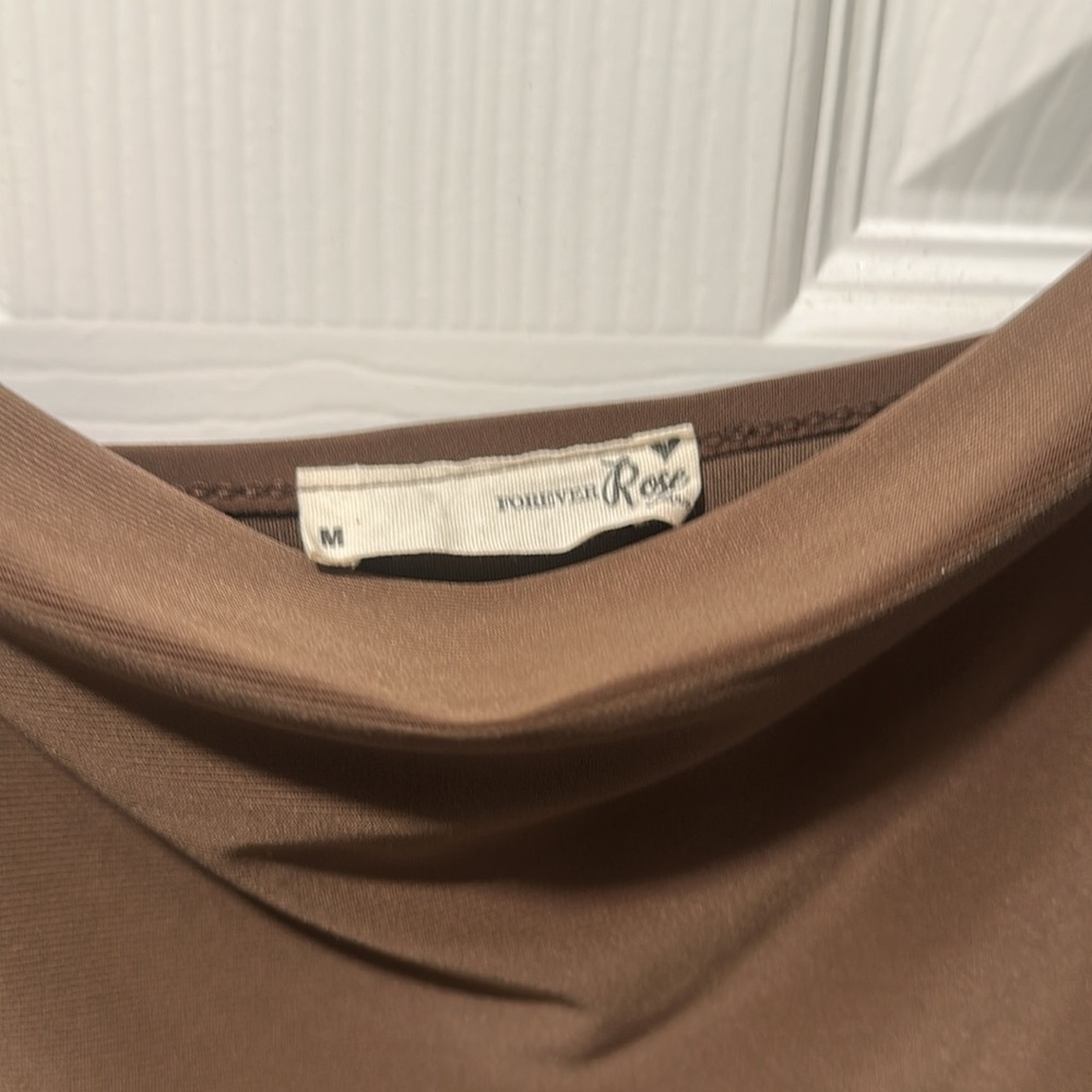Brown Ruched Maxi Dress - Picture 3 of 9